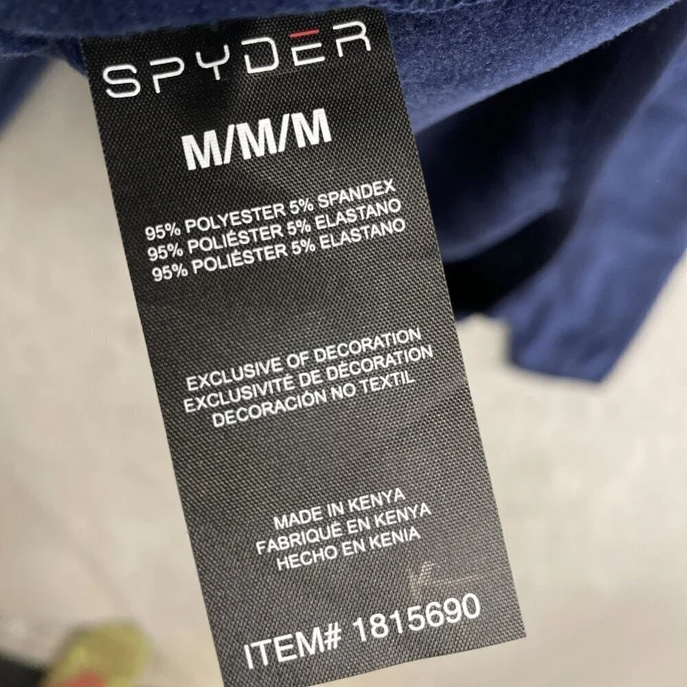 NEW Spyder Navy Men's M Blue 1/4 Zip Pullover Polyester & Spandex Sweatshirt